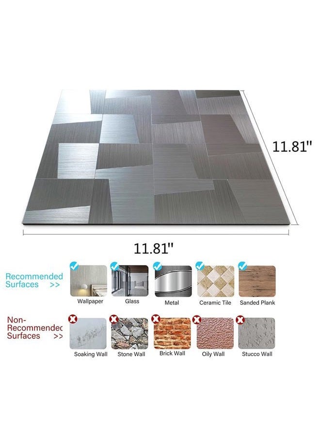 weimeisc 10-Sheet Peel and Stick Backsplash Tile, Self-Adhesive Aluminum 3D Wall Panels, Wall Sticker Metal Mosaic for Kitchen, Living Room, Bedroom (7528 Stainless Steel) - Image 2