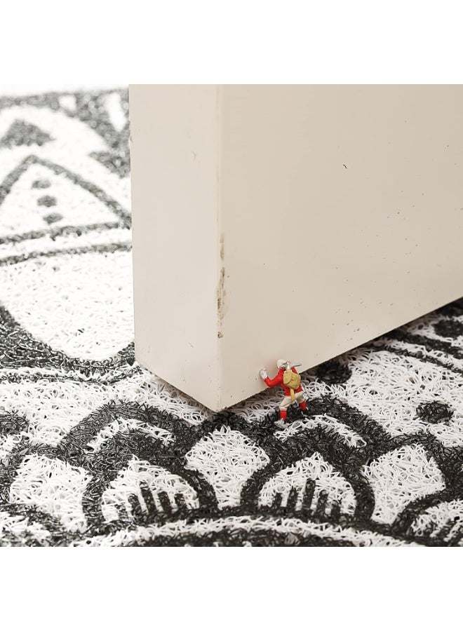 طعم المنزل سجادة باب ترحيبية نصف دائرية بنمط بوهيمي 60×90 سم - سجادة باب متينة مانعة للانزلاق بنقشة أوراق الشجر السوداء، ماصة للطين ومناسبة لجميع الفصول، مثالية للباب الأمامي والفناء والمنزل - Image 3