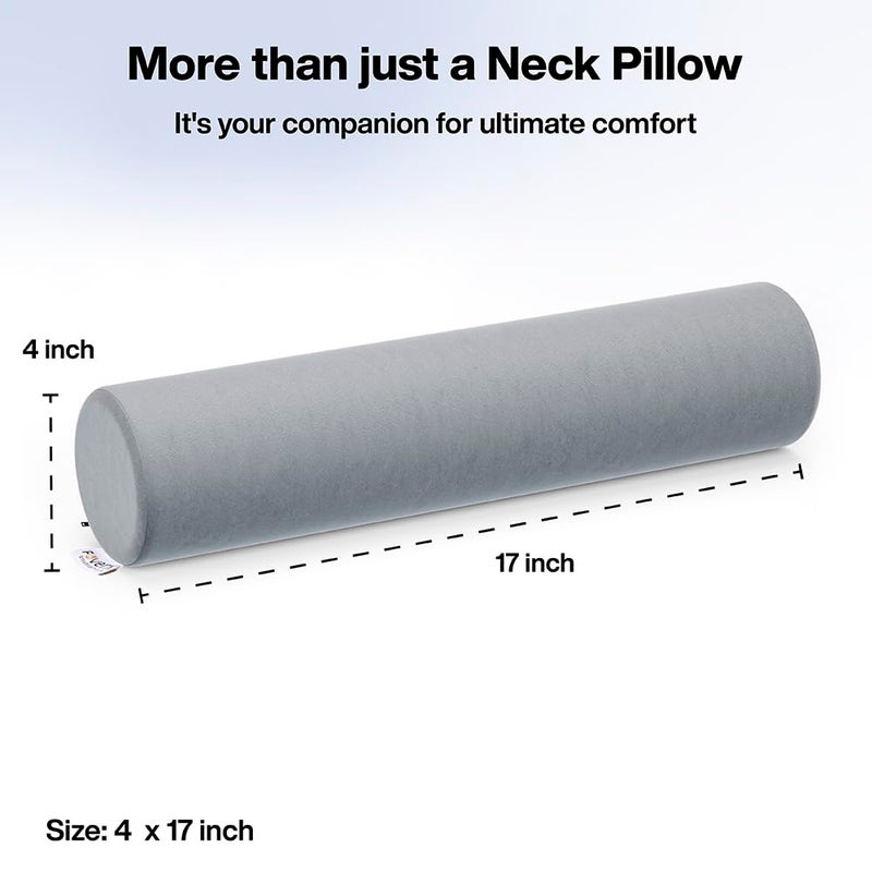 FOverA وسادة لف الرقبة لتخفيف آلام الرقبة - وسادة رقبة من رغوة الذاكرة للسرير | وسائد دائرية للرقبة للنوم | وسادة دعم للسرير والساقين والظهر (رمادي) - Image 2