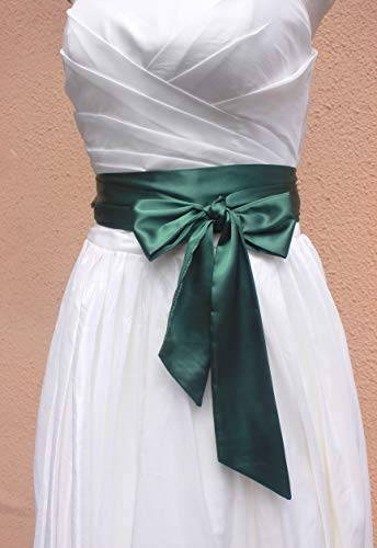 NANIA Wedding satin sash belt for special occasion dress bridal sash (Emerald) - Image 2