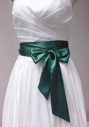 NANIA Wedding satin sash belt for special occasion dress bridal sash (Emerald) - Image 3