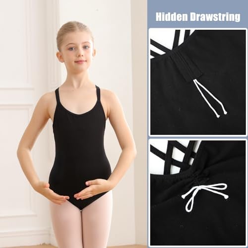 HiDance Ballet Leotards, Cotton Camisole Ballet Leotards for Girls/Toddlers/Kids, Black 4XL(9-10 Years) - Image 4