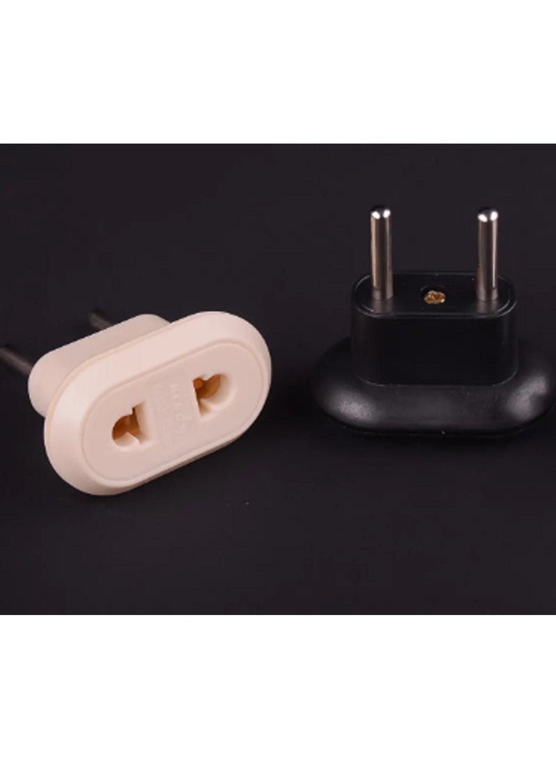 Dual to dual plug adapter, black + beige, 2 pieces