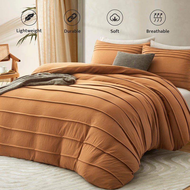 Oli Anderson Pumpkin Brown Cover Cover Size - Cover Cover Cover 3pcs Fleds Super and Breatable مع إغلاق السوستة (Pumpkin Brown 104 "X90") - Image 2