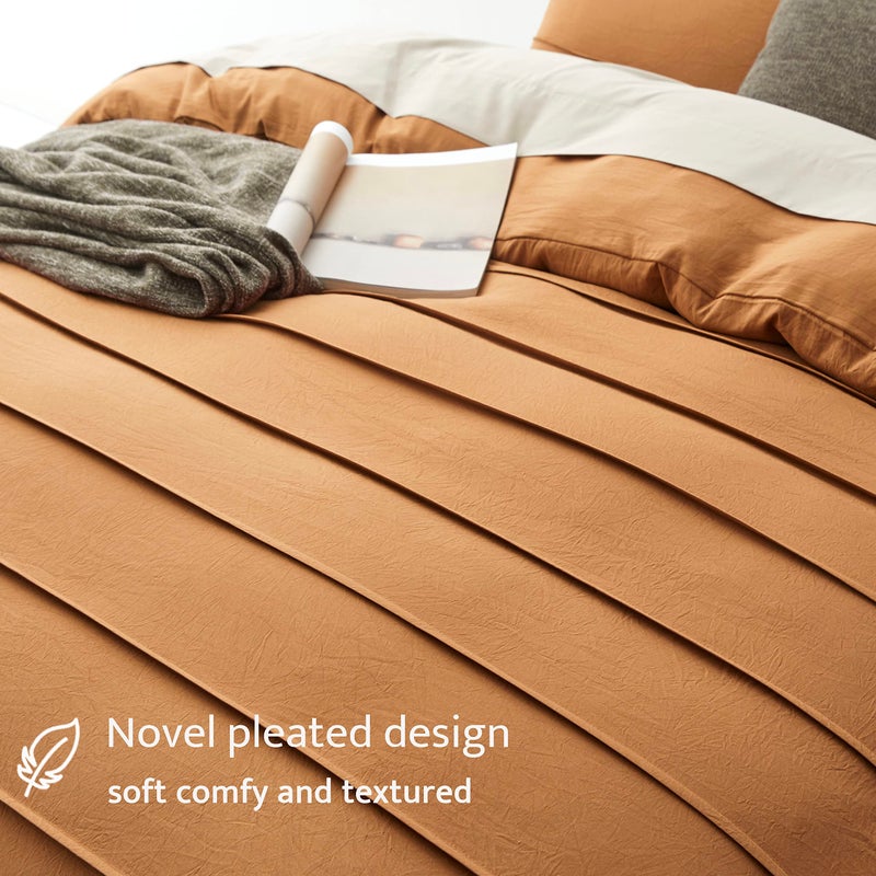 Oli Anderson Pumpkin Brown Cover Cover Size - Cover Cover Cover 3pcs Fleds Super and Breatable مع إغلاق السوستة (Pumpkin Brown 104 "X90") - Image 3