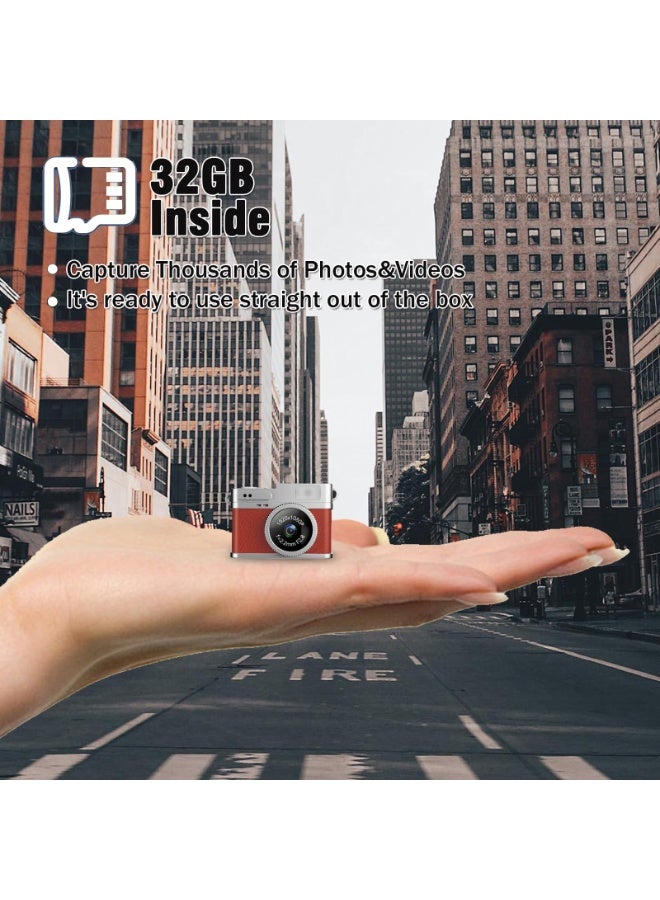 Keychain Camera, 1080p HD Mini Retro Camera, Micro Digital Camera with 32gb Sd Card, 0.96 Inch Pocket Video Recorder Gift for Kids Students - Image 4