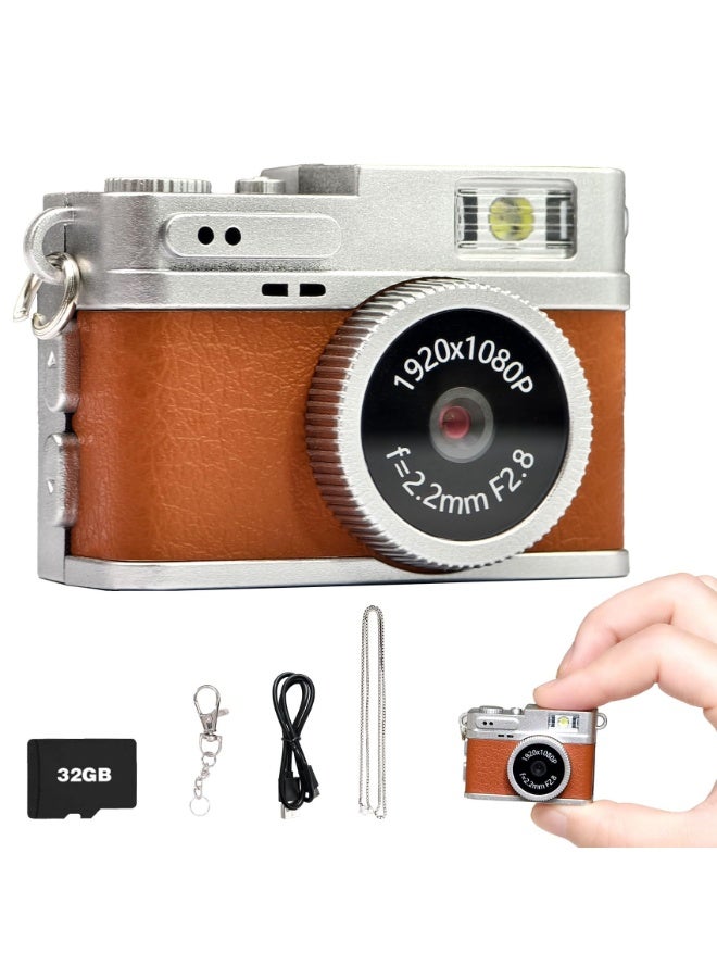 Keychain Camera, 1080p HD Mini Retro Camera, Micro Digital Camera with 32gb Sd Card, 0.96 Inch Pocket Video Recorder Gift for Kids Students - Image 1