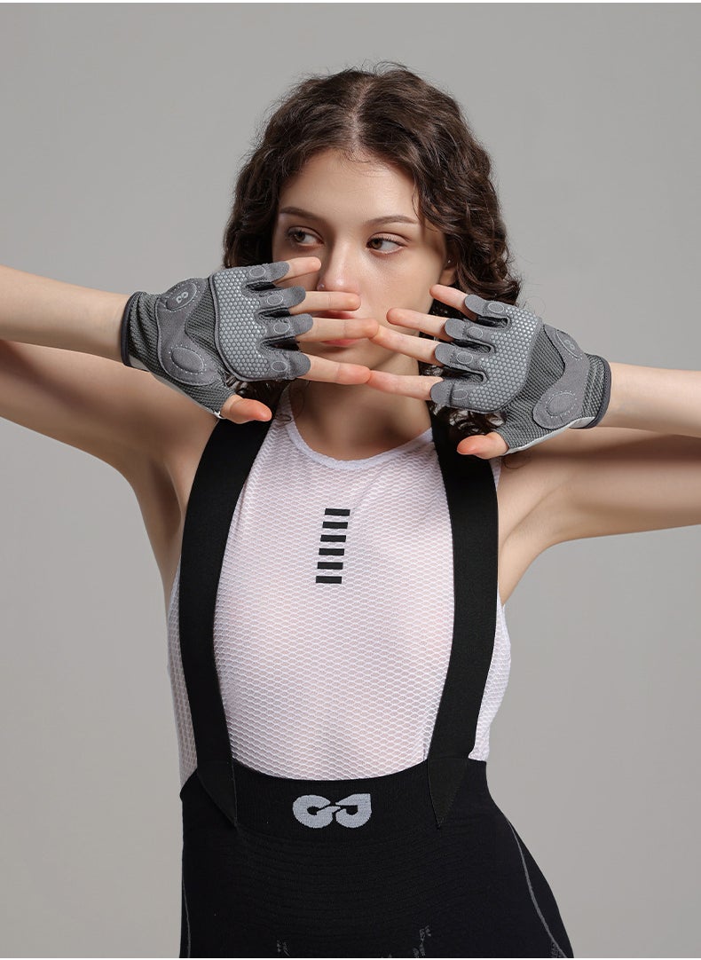 REXCHI 1 Pair Women Workout Gloves, Non-Slip And Shock-Absorbing Half-Finger Mittens, For Fitness Lifting Climbing Exercises Palm Protector  - Image 5