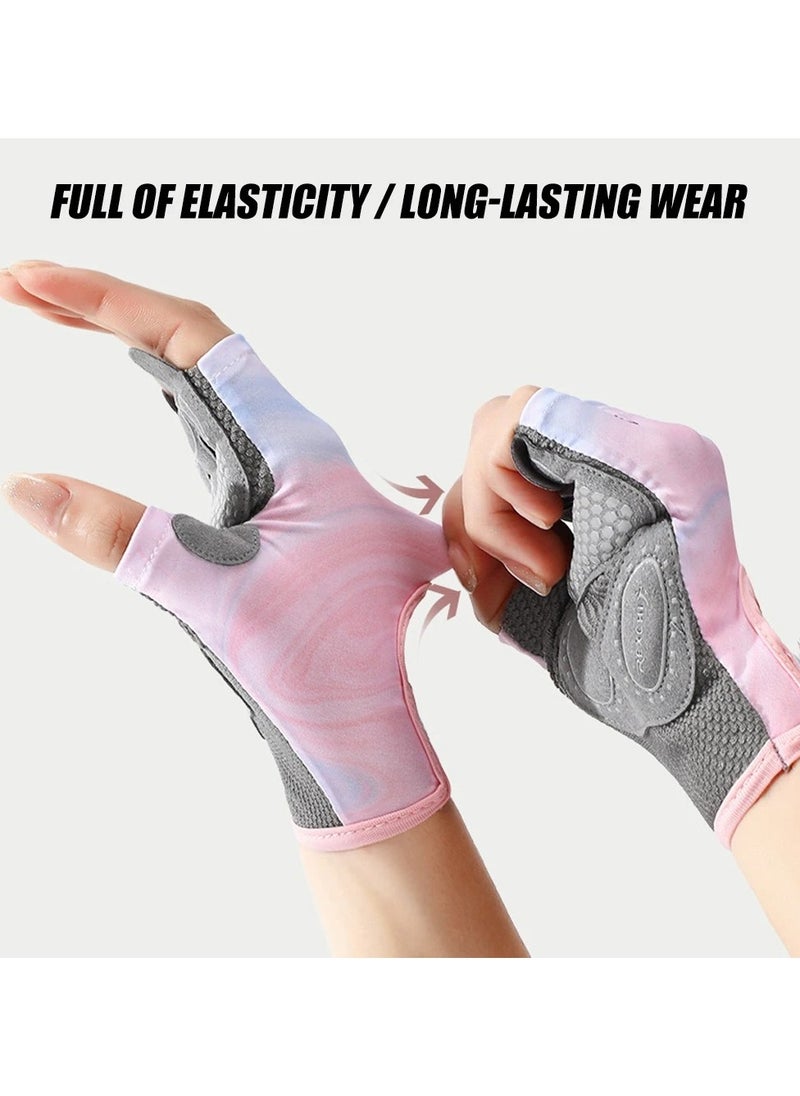 REXCHI 1 Pair Women Workout Gloves, Non-Slip And Shock-Absorbing Half-Finger Mittens, For Fitness Lifting Climbing Exercises Palm Protector  - Image 3