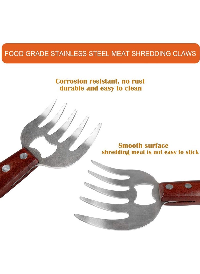 Excefore مخالب تمزيق اللحم من الفولاذ المقاوم للصدأ لتمزيق الدجاج المشوي، مخالب اللحم للشواء والتمزيق والسحب والتقديم مع مقبض خشبي طويل، خالية من BPA (2 قطعة) - Image 5