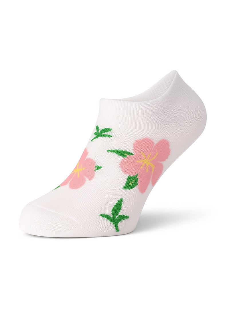 Sam Socks Set Of 3 Ankle Socks Women Flower Pattern Black, White And Pink