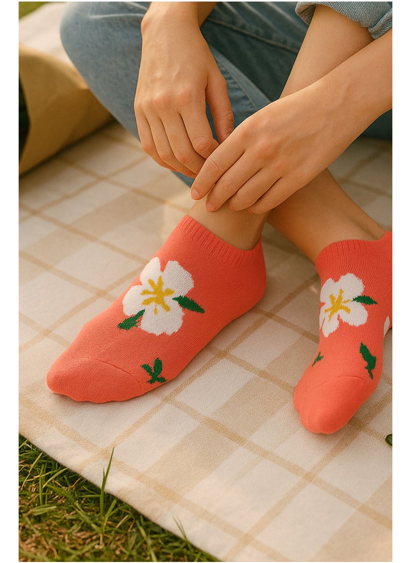 Sam Socks Set Of 3 Ankle Socks Women Flower Pattern Black, White And Pink