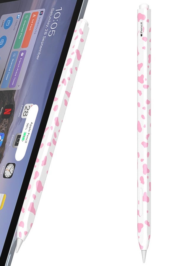 JOOSKO جراب JOOSKO لقلم Apple Pencil Pro، قبضة مريحة، تثبيت مغناطيسي، بنقشة بقرة وردية - Image 1