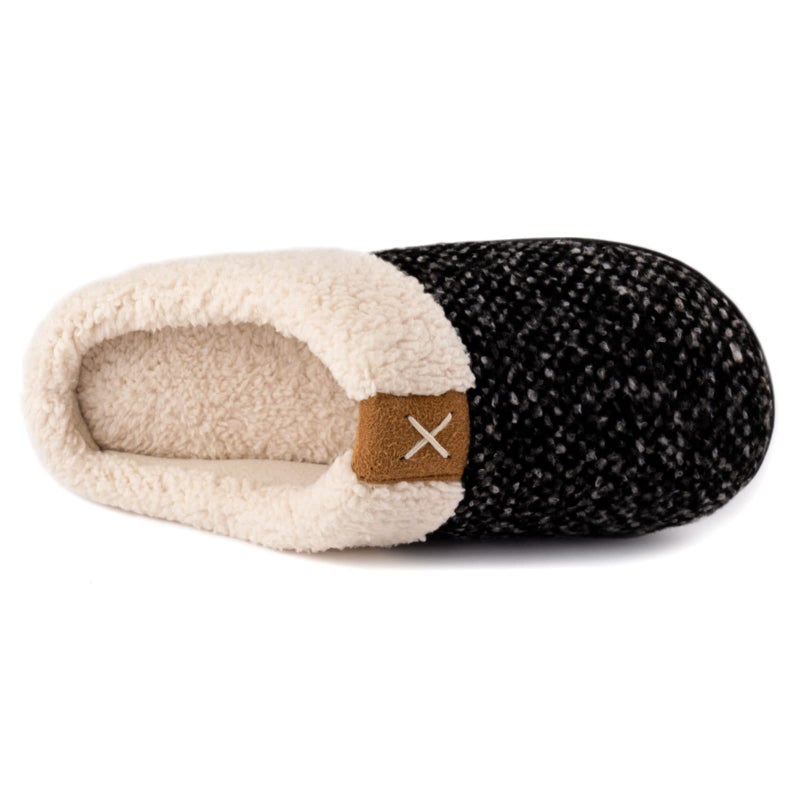 ULTRAIDEAS Women's Indoor Bedroom Slipper with Memory Foam, Gift for Women, Wool-Like House Shoe with Anti-Skid Rubber Sole for Ladies (11-12, Black) - Image 3