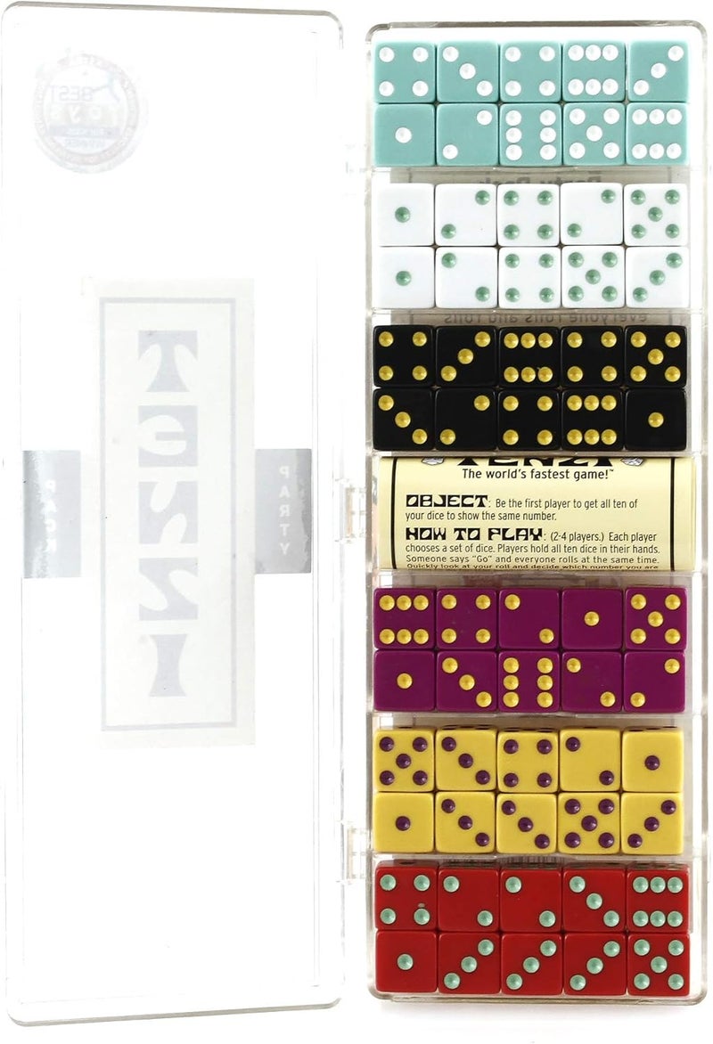 Tenzi Party Pack Dice Game - A Fun, Fast Frenzy for The Whole Family - 6 Sets of 10 Colored Dice with Storage Case - Colors May Vary - Image 3