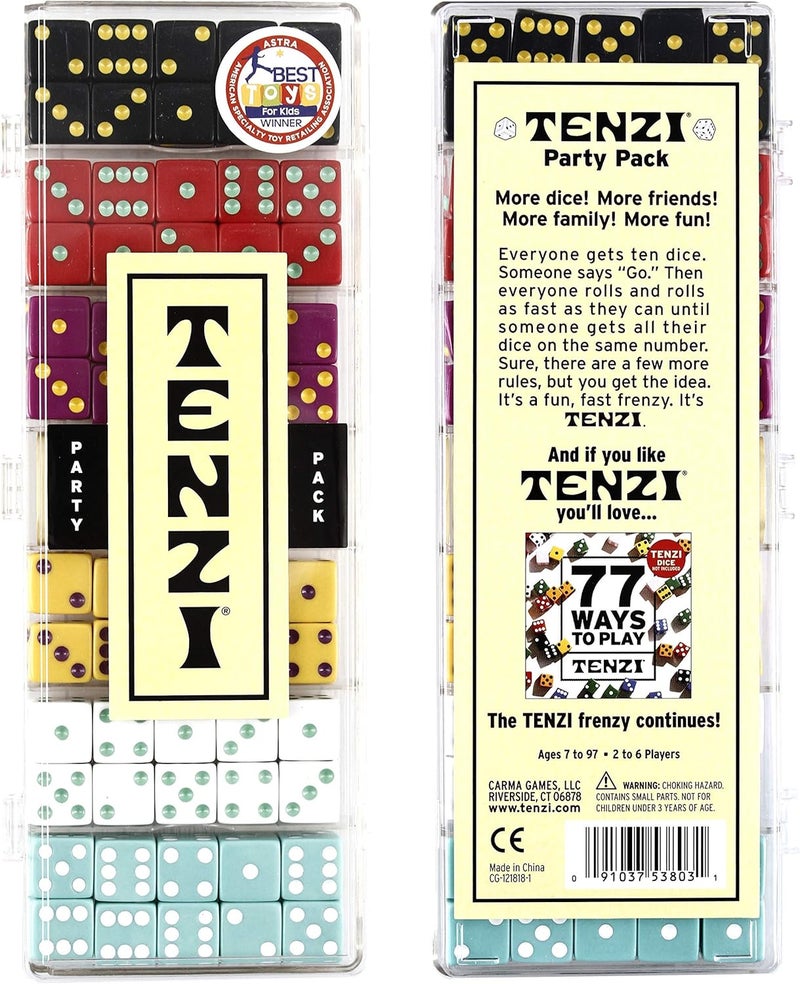 Tenzi Party Pack Dice Game - A Fun, Fast Frenzy for The Whole Family - 6 Sets of 10 Colored Dice with Storage Case - Colors May Vary - Image 5