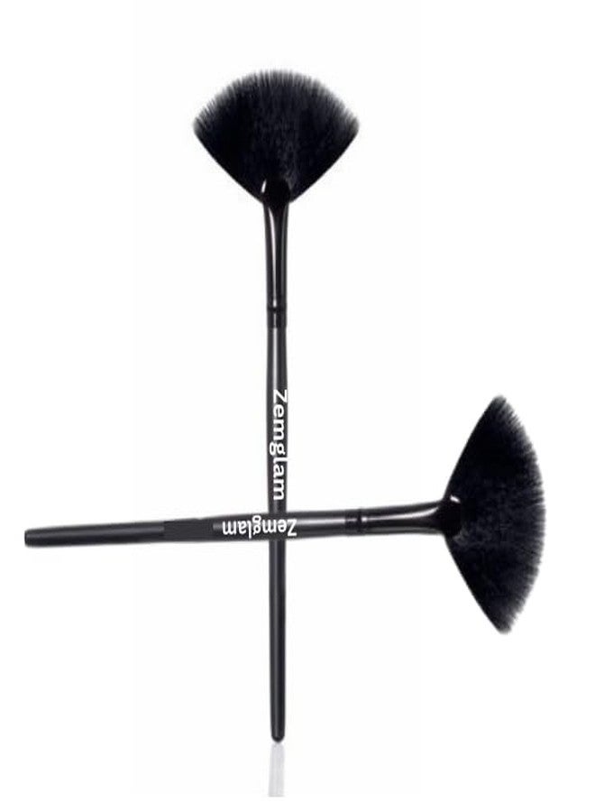 Zemglam Synthetic Bristle Fan Makeup Brush, Black, for Highlighting, Contouring, Blending, 1 pcs - Image 5