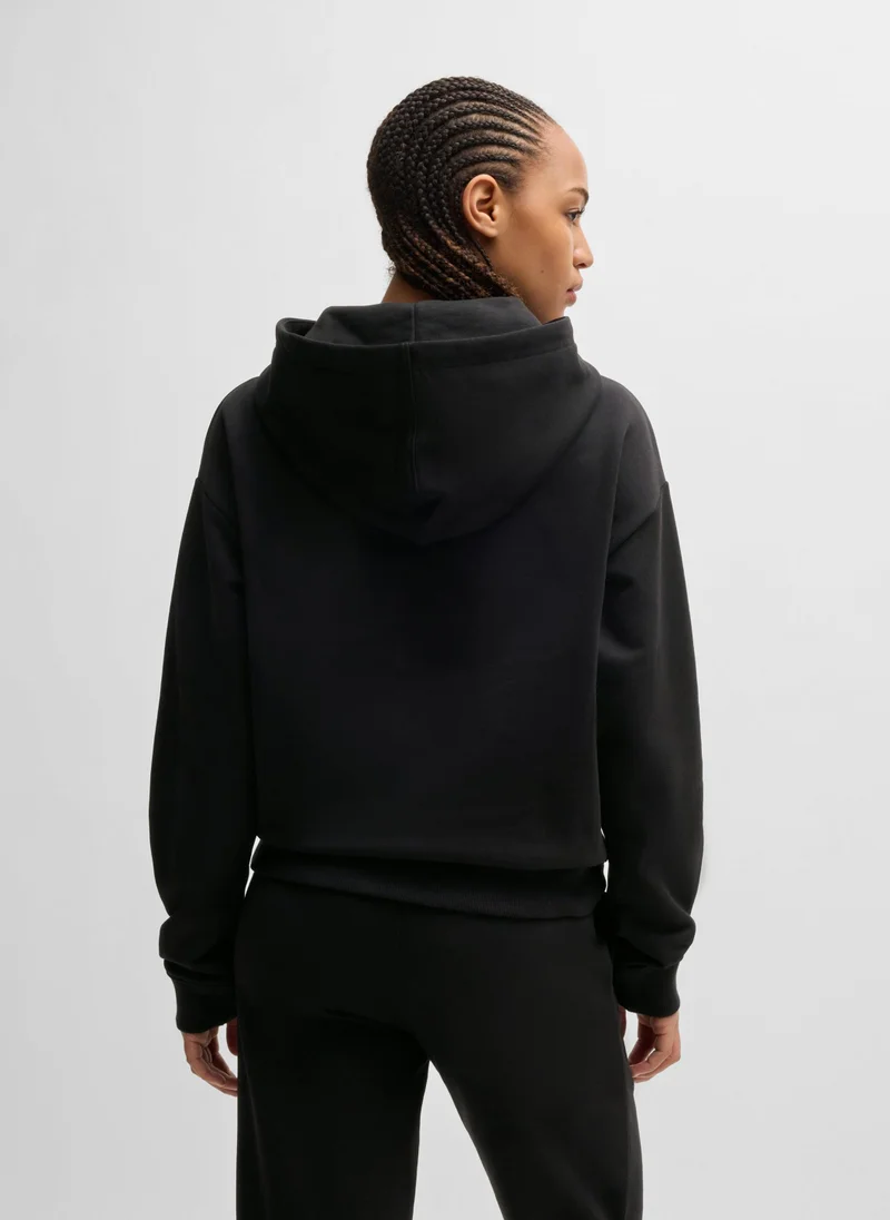 HUGO Cotton-terry hoodie with stacked logo and kangaroo pocket