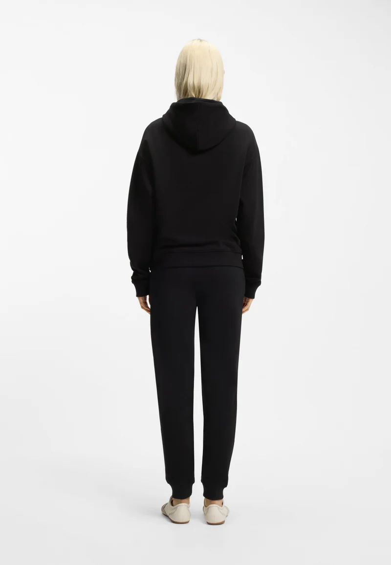 HUGO Cotton-terry hoodie with embroidered stacked logo