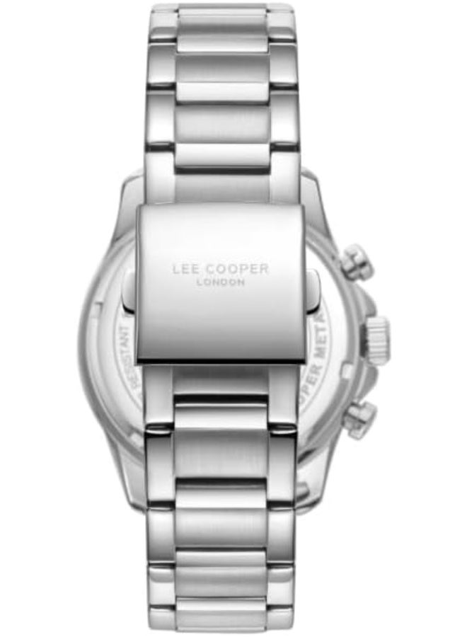 لي كوبر ساعة لي كوبر للرجال، شاشة متعددة الوظائف وسوار معدني، فضي - Image 4
