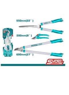 TOTAL TOTAL 3PCS Garden Shears Set – Includes 8” Pruning Shear, 22” Hedge Shear, 27” Lopper – Heat-Treated Blade for Pruning, Trimming, and Landscaping  - Image 1