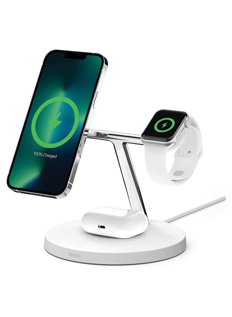 ELTRAZONE 3-In-1 Wireless Fast Charging Stand And Quick Charger Silver/Black - Image 1