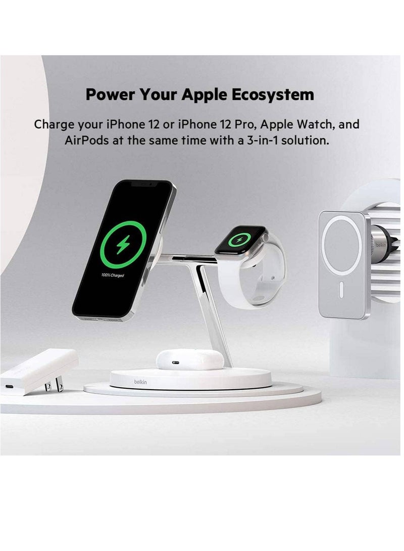 ELTRAZONE 3-In-1 Wireless Fast Charging Stand And Quick Charger Silver/Black - Image 4