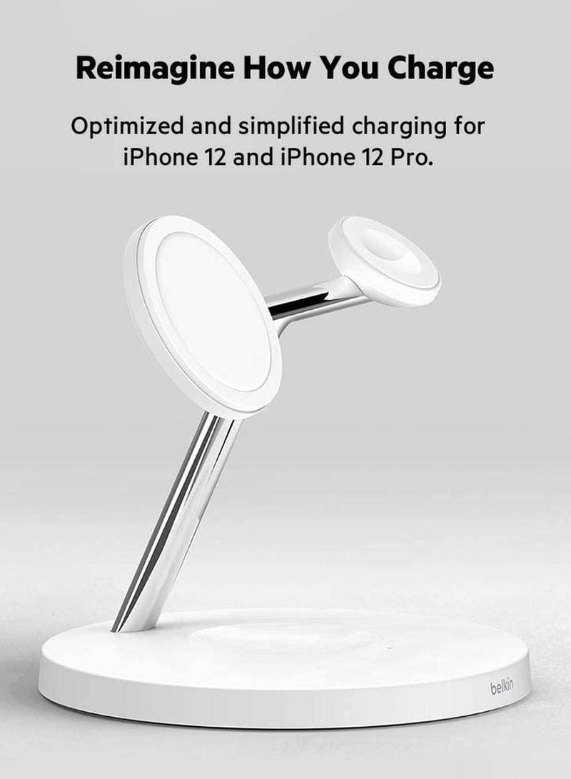 ELTRAZONE 3-In-1 Wireless Fast Charging Stand And Quick Charger Silver/Black - Image 2