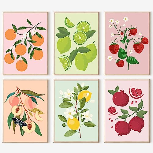 cupmod 6Pack Paint by Number for Adults and Kids,DIY Acrylic Painting Paint by Numbers Kits on Canvas Without Frame,Fruit Oil Painting for Home Wall Decor 7.8x11.8inch - Image 1