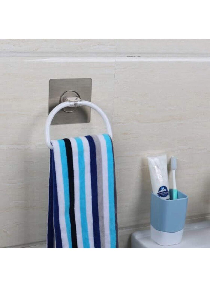 Zollyss Zollyss Magic Sticker Series Self Adhesive Plastic Towel Ring for Bathroom and Kitchen-White(Pack of 1)  - Image 2