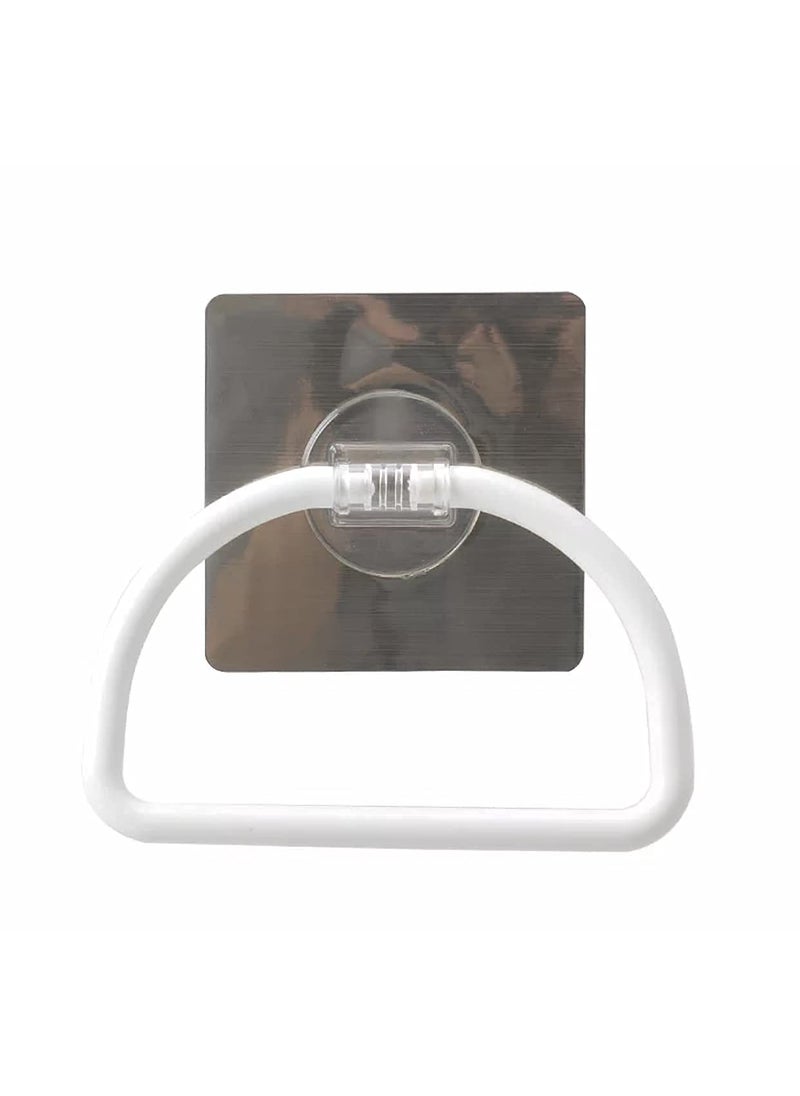 Zollyss Zollyss Magic Sticker Series Self Adhesive Plastic Towel Ring for Bathroom and Kitchen-White(Pack of 1)  - Image 3