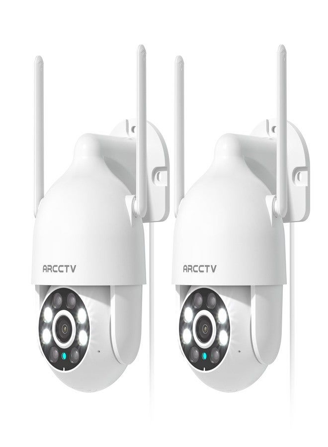 ARCCTV 2K Security Cameras Outdoor, 360°Pan-Tilt View 2.4G/5G WiFi Security Camera with Motion Tracking, Spotlight & Siren, 2-Way Audio, Full Color Night Vision, Waterproof (2 Pack) - Image 1