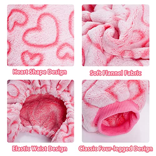 Dxhycc Fleece Dog Pajamas Cute Dog Heart Puppy Jumpsuit Warm Soft Pet Holiday Clothes for Small Medium Cats and Dogs (Pink, S) - Image 4