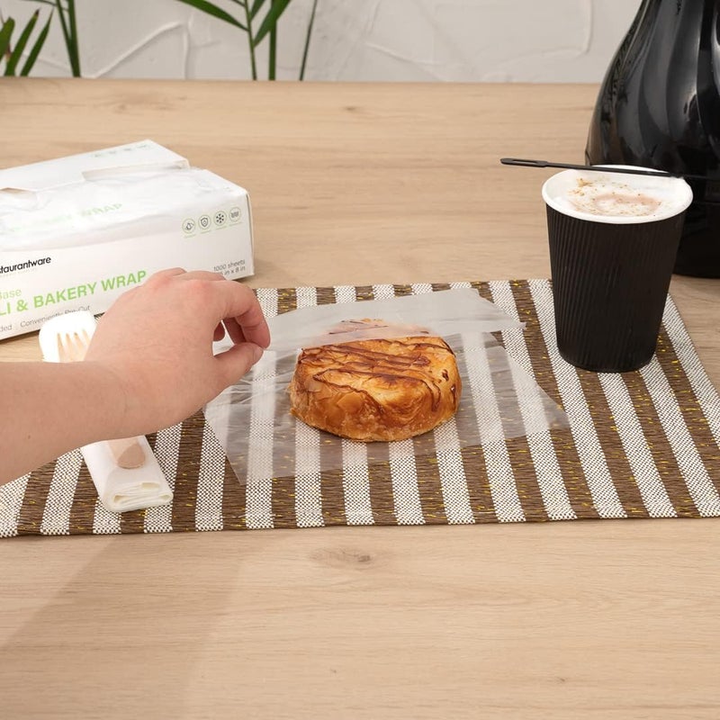Restaurantware Base 1075 x 8 Inch Plastic Deli Sheets 1000 Interfolded Butcher Plastic Wraps  PreCut Disposable Clear Plastic Sandwich Wrap Sheets Microwavable Freezable - Image 5
