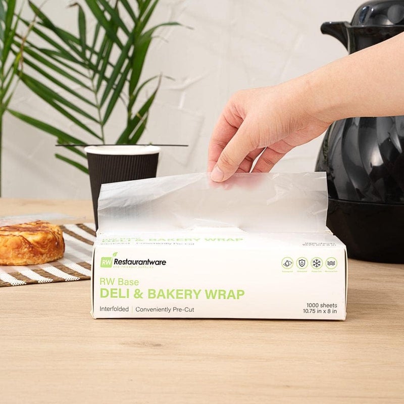 Restaurantware Base 1075 x 8 Inch Plastic Deli Sheets 1000 Interfolded Butcher Plastic Wraps  PreCut Disposable Clear Plastic Sandwich Wrap Sheets Microwavable Freezable - Image 4