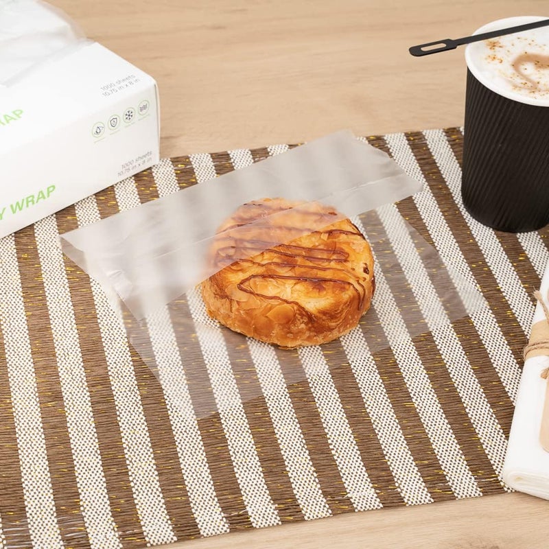 Restaurantware Base 1075 x 8 Inch Plastic Deli Sheets 1000 Interfolded Butcher Plastic Wraps  PreCut Disposable Clear Plastic Sandwich Wrap Sheets Microwavable Freezable - Image 3