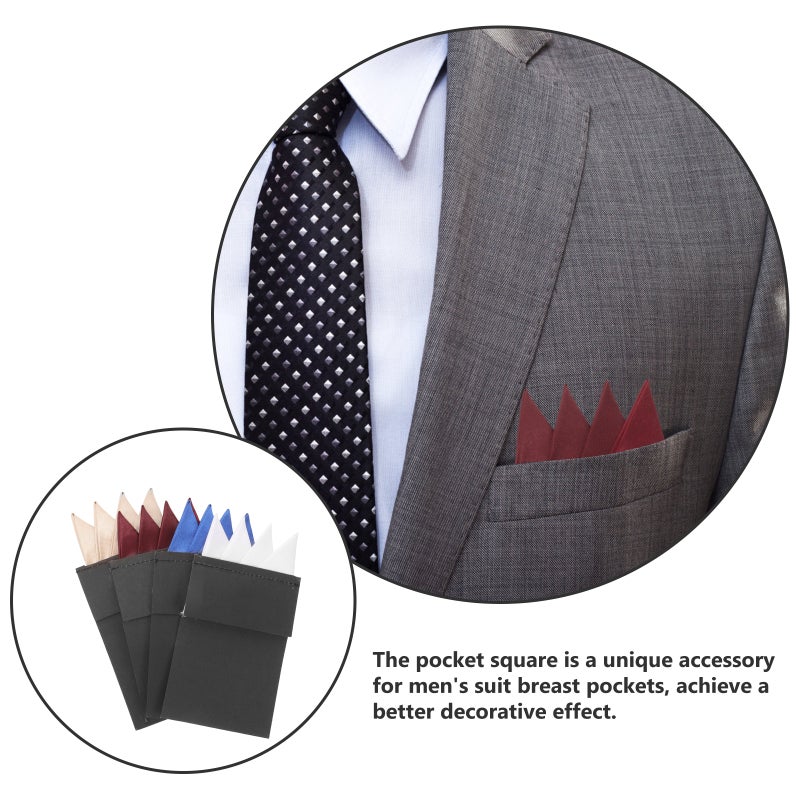 8 pcs Mens Suit Handkerchiefs Handkerchiefs Pocket Pre-folded Handkerchief Suit Accessories - Image 2
