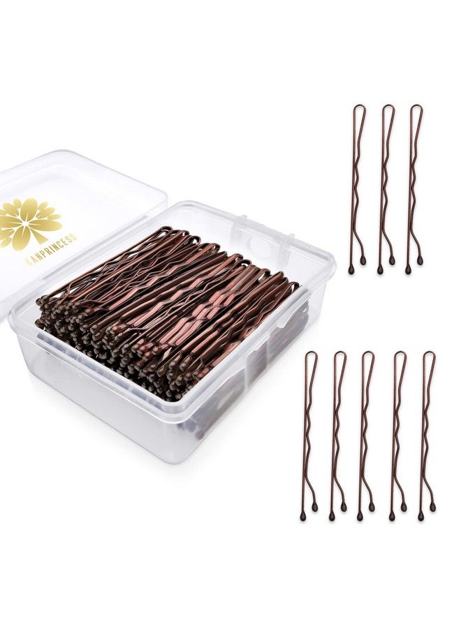 KANPRINCESS 100Pcs 2Inches Hair Pins Kit Hair Clips Secure Hold Bobby Pins Hair Clips For Women Girls And Hairdressing Salon With Clear Storage Box(Brown) - Image 1