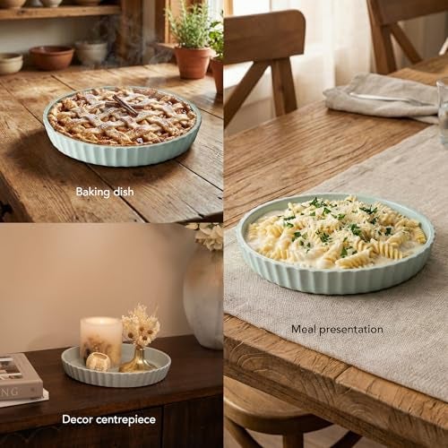 Ellementry Round Upper Crust Ceramic Tart Dish (1500 ml) For Serving And Organizing, Platter For Kitchen, Coffee Table & Dining Room Table, Food-Safe Tray For Gifting & Home Décor - Image 3