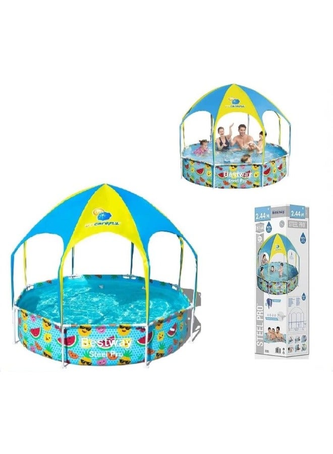 Bestway Bestway Steel Pro UV Careful Splash-in-Shade Play Pool 2.44m x 51cm  - Image 1
