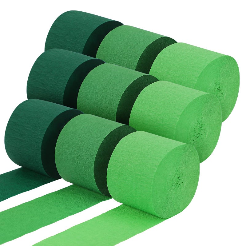 WSICSE Green Crepe Paper Streamers 9 Rolls 738ft Green Streamers Party Decorations for Wedding Decor Birthday Party Baby ShowerBride Shower DIY Gift Wrapping 177 Inch x 82 FtRoll - Image 3