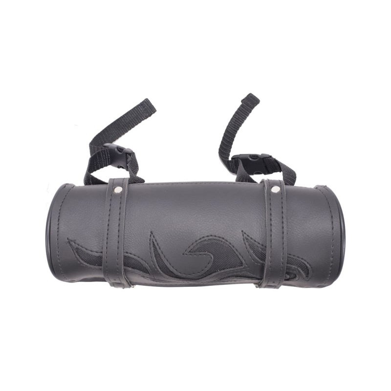 Gargoyle Bells Motorcycle Tool Bag with Flames Handlebar Bag for Motorcycle (Black, 10") - Image 4