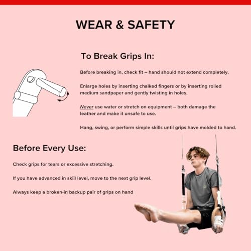 Reisport Men's Ring Gymnastics Grips - Durable Leather Hand Grips for Gymnastics Rings Men & Boys - Gymnastics Equipment & Accessories for Advanced Gymnasts - Image 2