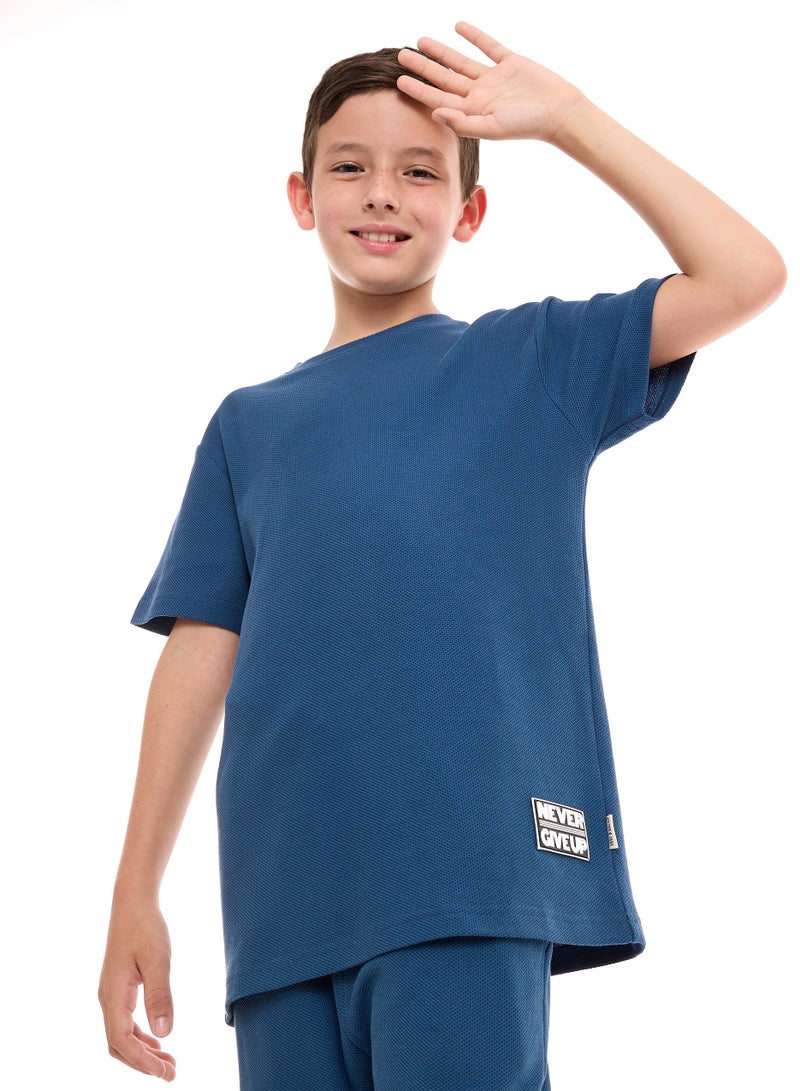 victor and jane Boys 2-Piece Set: T-Shirt & short for (6-12 Years) Blue - Image 3