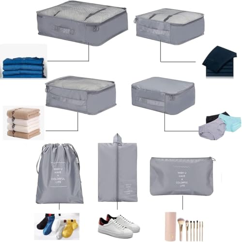 KUKLAR Packing Cubes for Suitcases with Shoe Bag Clothing Bag Accessories Bags Packing Cubes for Travel Luggage Organizer Women Men(Grey) - Image 2