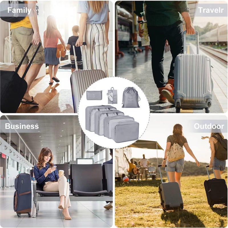 KUKLAR Packing Cubes for Suitcases with Shoe Bag Clothing Bag Accessories Bags Packing Cubes for Travel Luggage Organizer Women Men(Grey) - Image 5