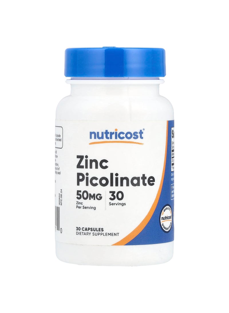 Nutricost Zinc Picolinate, 50 mg, 30 Capsules
