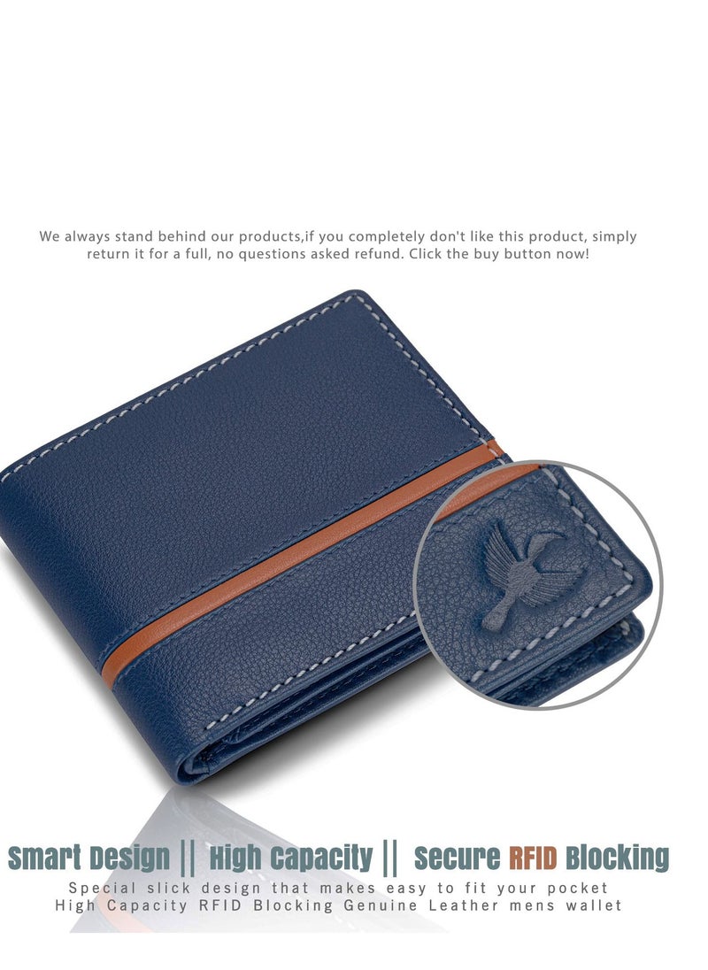 HORNBULL HORNBULL Denial Navy Leather Wallet for Men | Leather Mens Wallet with RFID Blocking | Wallets Men Genuine Leather  - Image 1