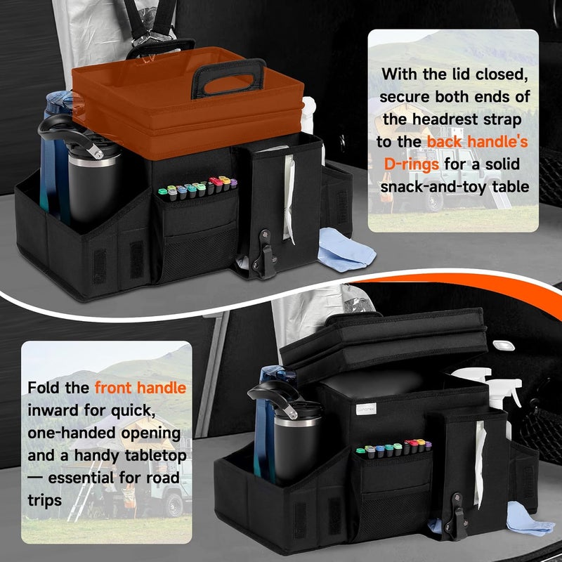 LUVHOMEE Foldable Car Organiser with Insulated Cool Box and Drink Holders - Image 3
