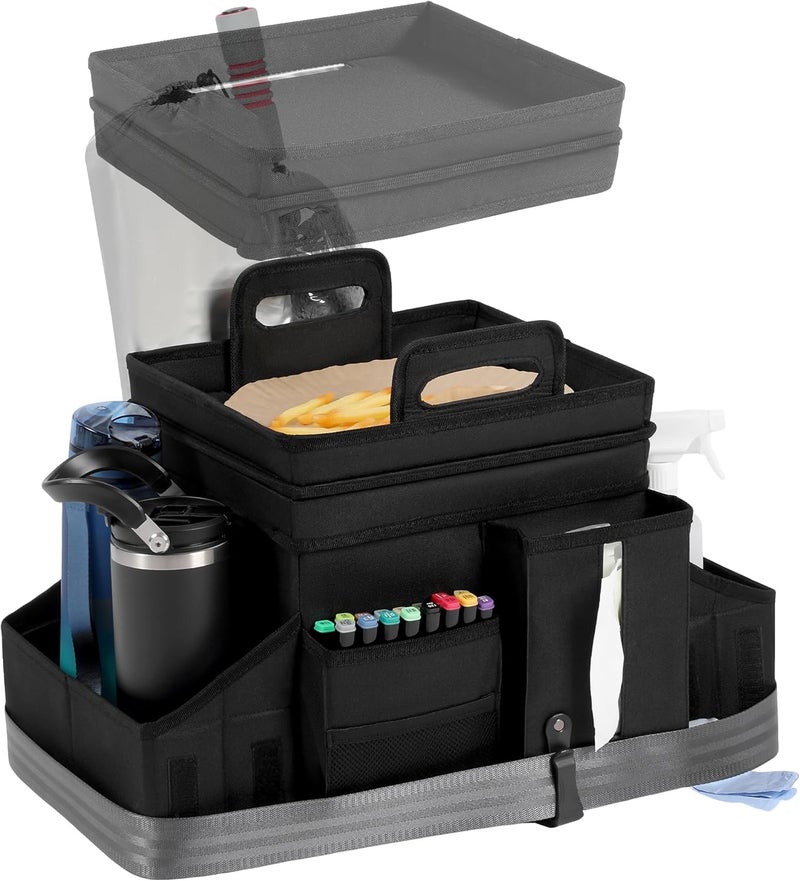 LUVHOMEE Foldable Car Organiser with Insulated Cool Box and Drink Holders - Image 1
